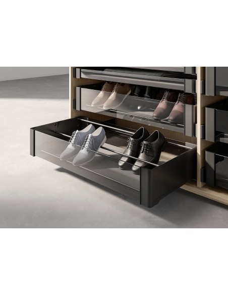 1150mm Kessebohmer-Conero Shoe Rack Drawer Insert 1020mm Black Double KWSLGSHOE