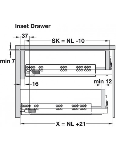 Grass Dynapro Drawer Runners 450mm Depth 70Kg Concealed Soft-Closing 43319628