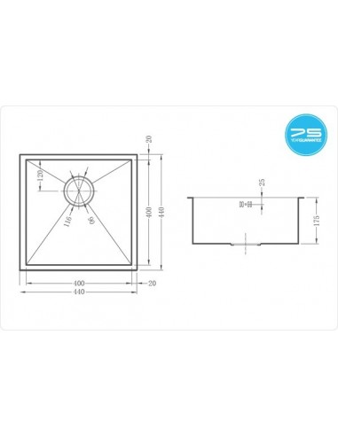 Zenuno 400U Kitchen Sink 1.0 Inset Undermount 1.2mm Stainless Steel ZU/40/U/S/019