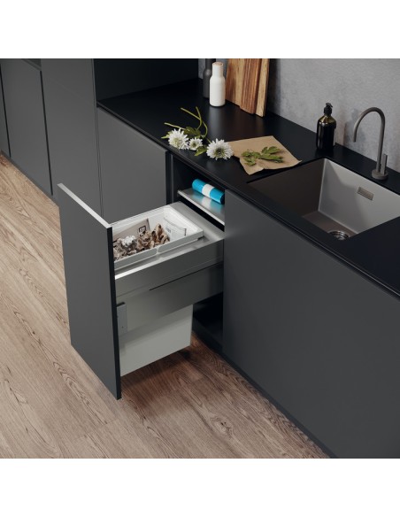 Vauth Sagel Bin Container 35L Envi Space Silver Free-Stood Kitchen Tub VS35LSILV