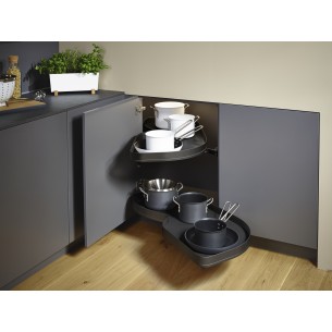 600mm Kessebohmer LeMans Anthracite Kitchen Corner Carousel KAP2LM600A Right Hand
