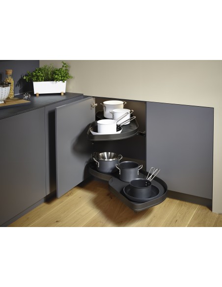 600mm Kessebohmer LeMans Anthracite Kitchen Corner Carousel KAP2LM600A Right Hand