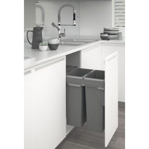 500mm Stanto Waste Bin Kitchen Pull Out 70L Grey Soft Closing 50259462
