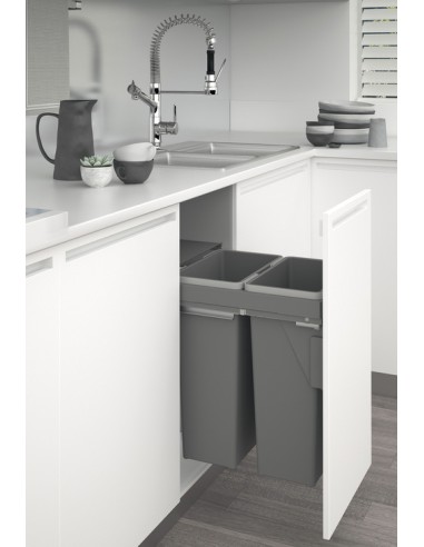 500mm Stanto Waste Bin Kitchen Pull Out 70L Grey Soft Closing 50259462