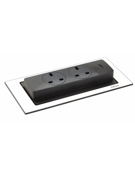 EVOline Backflip White Matt Kitchen UK Sockets C type USB Charger 1592 7101 9900