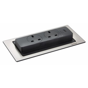 EVOline Backflip Ceramic Grey Kitchen UK Sockets & C USB Charger 1592 7102 0400 2