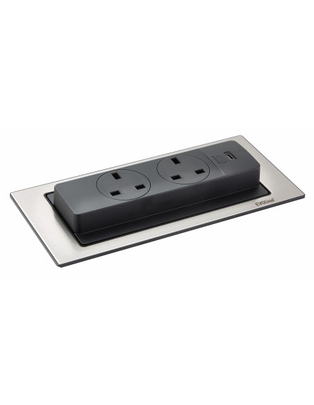 EVOline Backflip Ceramic Grey Kitchen UK Sockets & C USB Charger 1592 7102 0400