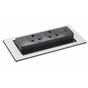 EVOline Backflip White Glass Kitchen UK Sockets C USB Charger 1592 7101 9600 2