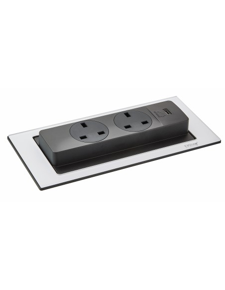 EVOline Backflip White Glass Kitchen UK Sockets C USB Charger 1592 7101 9600