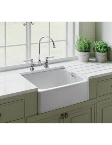 600mm Rangemaster Farmhouse Belfast Kitchen Sink Ceramic Weir Overflow CFBL595WH