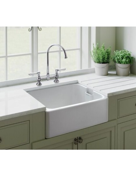 600mm Rangemaster Farmhouse Belfast Kitchen Sink Ceramic Weir Overflow CFBL595WH