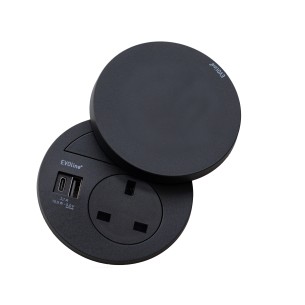 EVOline Circle80 Hide USB Charger Type A+C Worktop UK Socket Double 1592 7301 6501