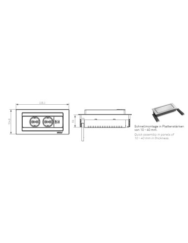 EVOline Backflip Ceramic Grey Kitchen UK Sockets & C USB Charger 1592 7102 0400
