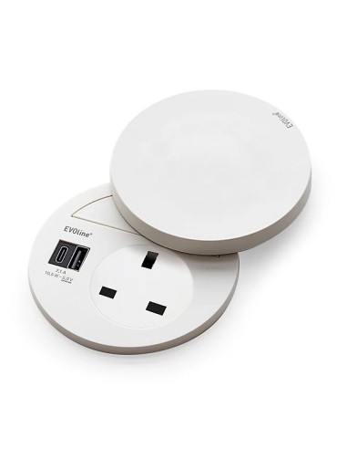 EVOline Circle80 Hide USB Charger Type A+C Worktop UK Socket Double 1592 7301 6601