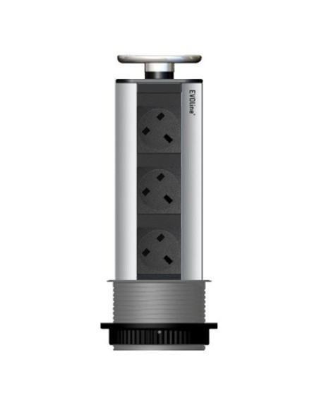 EVOline Pop-Up Worktop Sockets X3 UK Stainless Steel Island Port Power 1593 1005 8600