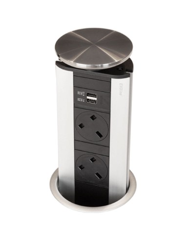 EVOline Pop-Up Sockets USB A+C Charger Stainless Steel Worktop X2 UK 1593 1041 6001