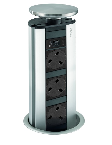 EVOline Worktop Sockets USB A+C Pop-Up Island Port Stainless Steel 1593 1041 5701