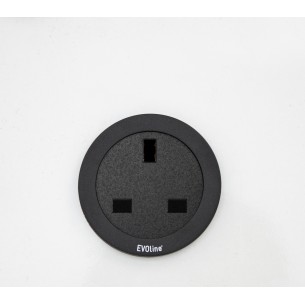 EVOline One UK Socket Black Round Single Desk Panel Power Space-Saving 1592 8000 7100