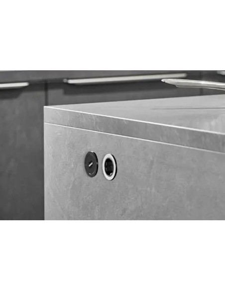 EVOline One UK Socket Black Round Single Desk Panel Power Space-Saving 1592 8000 7100