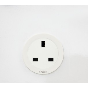 EVOline One UK Socket White Round Single Desk Panel Power Space-Saving 1592 8000 7200