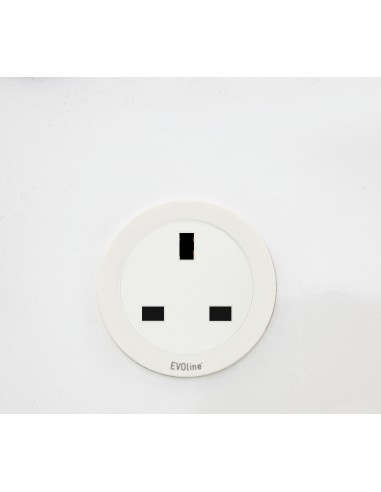 EVOline One UK Socket White Round Single Desk Panel Power Space-Saving 1592 8000 7200