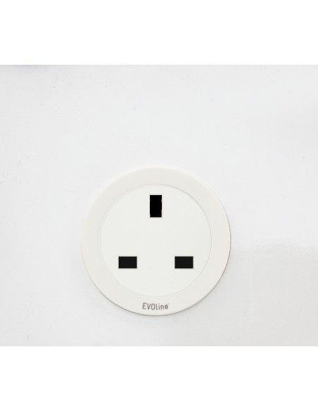 EVOline One UK Socket White Round Single Desk Panel Power Space-Saving 1592 8000 7200