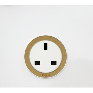 EVOline One Socket Brass & White Round Single Desk / Panel Power ONE.Q18463.1