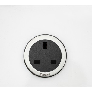 EVOline One Socket Black & Stainless Round Single Desk / Panel Power 1592 8000 2100
