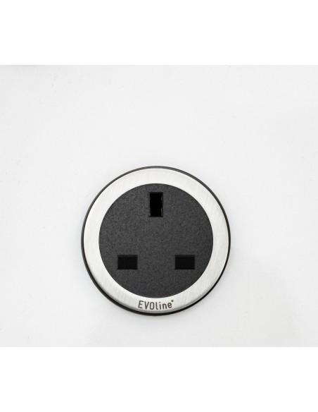 EVOline One Socket Black & Stainless Round Single Desk / Panel Power 1592 8000 2100