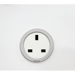 EVOline One Socket White & Stainless Round Single Desk / Panel Power 1592 8000 0100