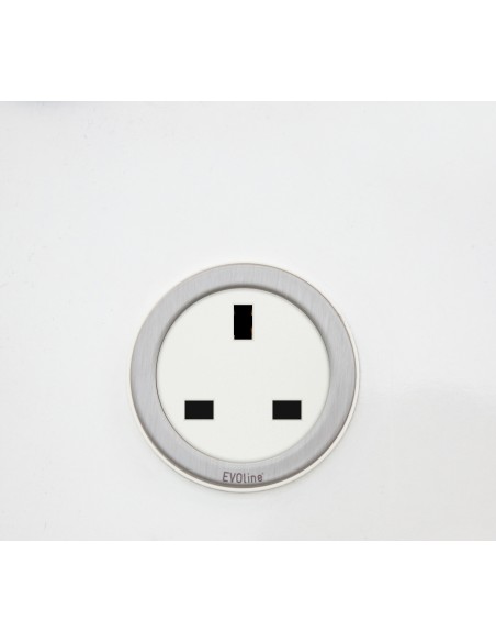 EVOline One Socket White & Stainless Round Single Desk / Panel Power 1592 8000 0100