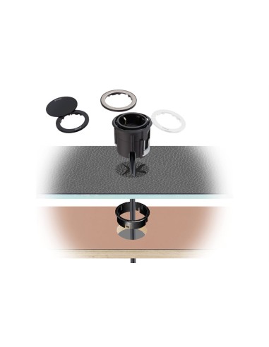 EVOline One Socket Double USB Round Black Desk Charger Space-Saving ONE.Q17305.1
