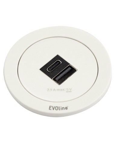 EVOline One Double USB Round White Desk A+C Charger Space-Saving ONE.Q17305.1