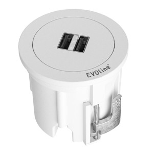 EVOline One Double USB Round White Desk A+C Charger Space-Saving ONE.Q17305.1 2