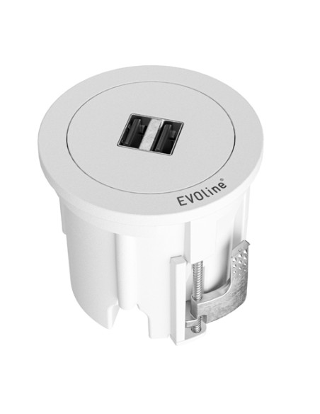 EVOline One Double USB Round White Desk A+C Charger Space-Saving ONE.Q17305.1