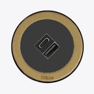 EVOline One Socket Double USB Black & Brass Effect Round Desk Charger ONE.Q18464.1