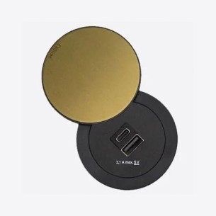 EVOline One Double USB Swivel Lid Black Brass Effect  A+C Desk Charge ONE.Q18470.1