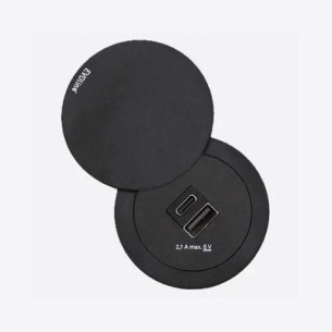 EVOline One Double USB Swivel Lid Black A+C Desk Charge Space-Saving ONE.Q18466.1