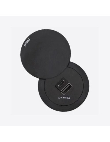 EVOline One Double USB Swivel Lid Black A+C Desk Charge Space-Saving ONE.Q18466.1