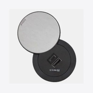 EVOline One Double USB Swivel Lid Black & Stainless A+C Desk Charge ONE.Q18468.1