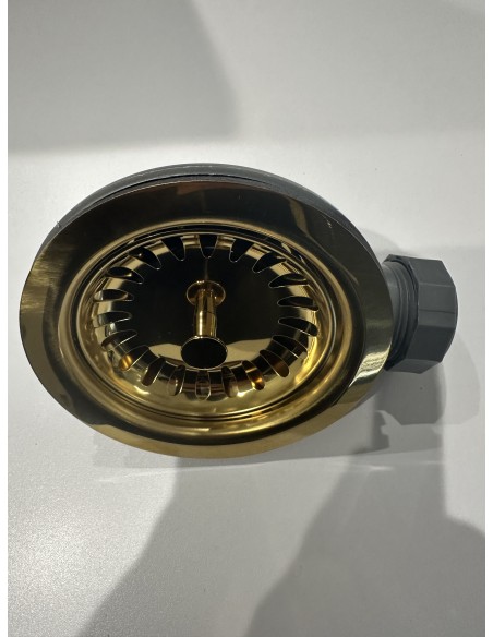 90mm Gold Brass Waste Kit Overflow ZEN Kitchen Sink Plug 1.0 Bowl 1810