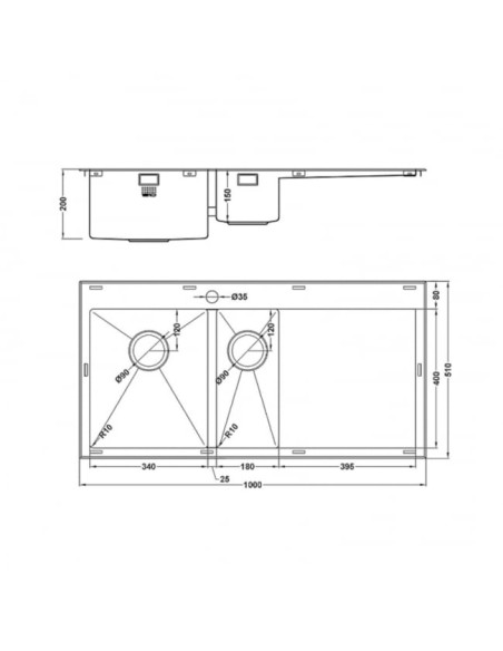 RAZORDUO10 6I-F Kitchen Sink 1.5 Bowl 1.2mm Stainless Steel SALE RD/6/IF/U10/S/BBL/254