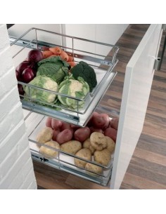 300mm Pull-Out Kitchen Baskets X2 Soft-Closing Runners Hinged / Fixed 54018201