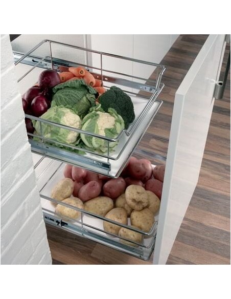 300mm Pull-Out Kitchen Baskets X2 Soft-Closing Runners Hinged / Fixed 54018201