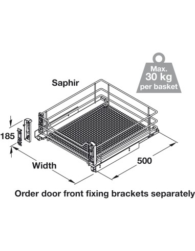 500mm Vauth-Sagel Pull-Out Basket Single Saphir Mesh Hinged Door 54801214