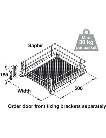 500mm Vauth-Sagel Pull-Out Basket Single Saphir Mesh Hinged Door 54801214