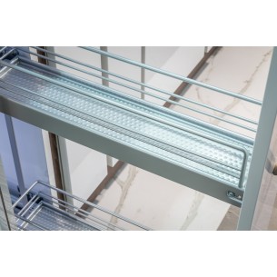150mm Kessebohmer Narrow Kitchen Base Unit Pull Out Silver Trays K2TBP150SILV 2
