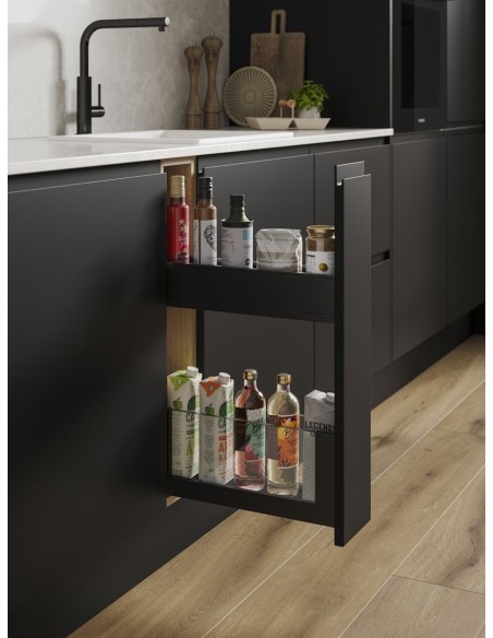 150mm Blum Legrabox Space-Twin Pull-Out Drawers 450D Blumotion Black PO.AQC.450.0114