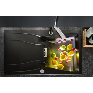 Schock Waterfall Kitchen Sink D100 Cristadur Granite Magma Black 2