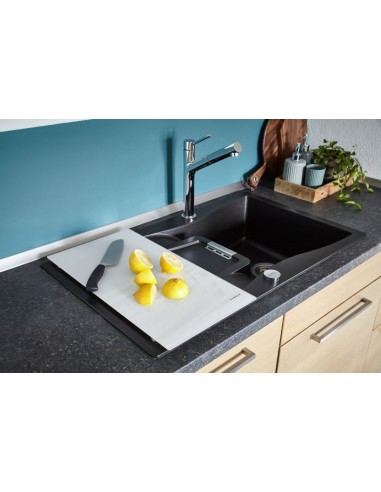Schock Waterfall D100 Kitchen Sink, Cristadur Carbonium Granite & waste